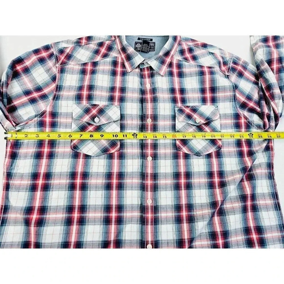 American Rag Size 2XL Men's Red White Blue Check Long Sleeve Cotton Shirt - Picture 3 of 10